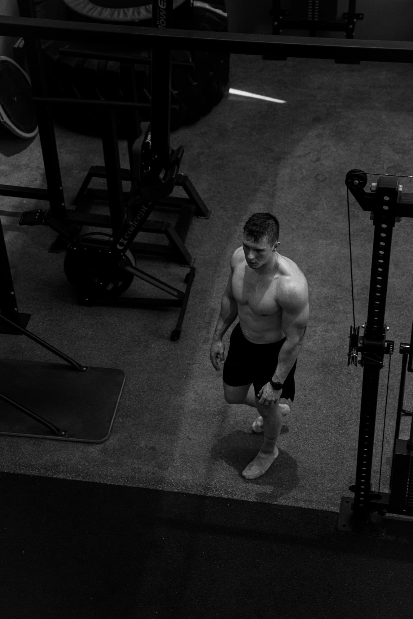 Black-and-white overhead of a lift at Youskilled